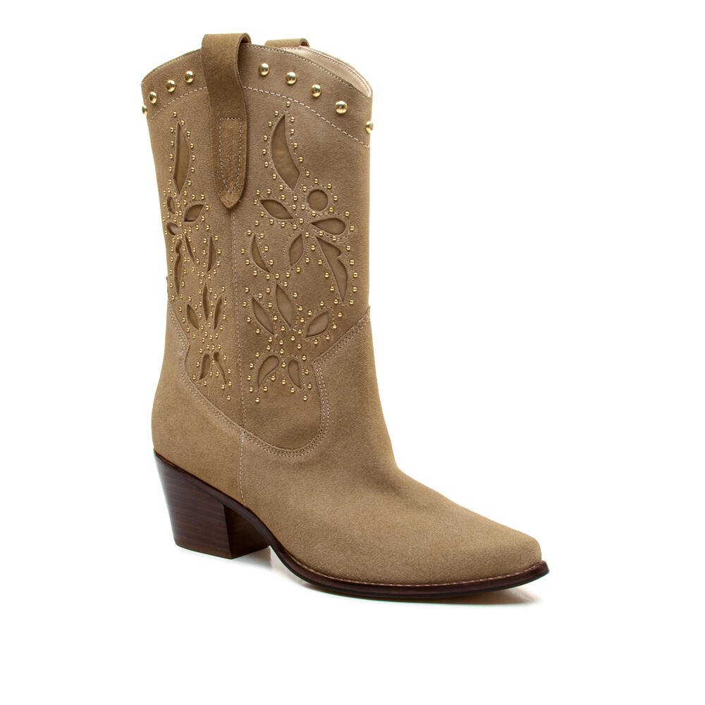 Bota Couro Nude Cano Curto Cecconello 2907004-1 Bege 3