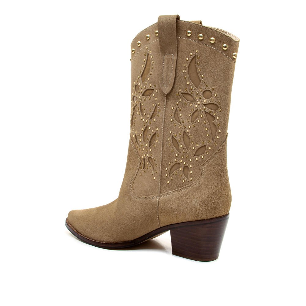 Bota Couro Nude Cano Curto Cecconello 2907004-1 Bege 4