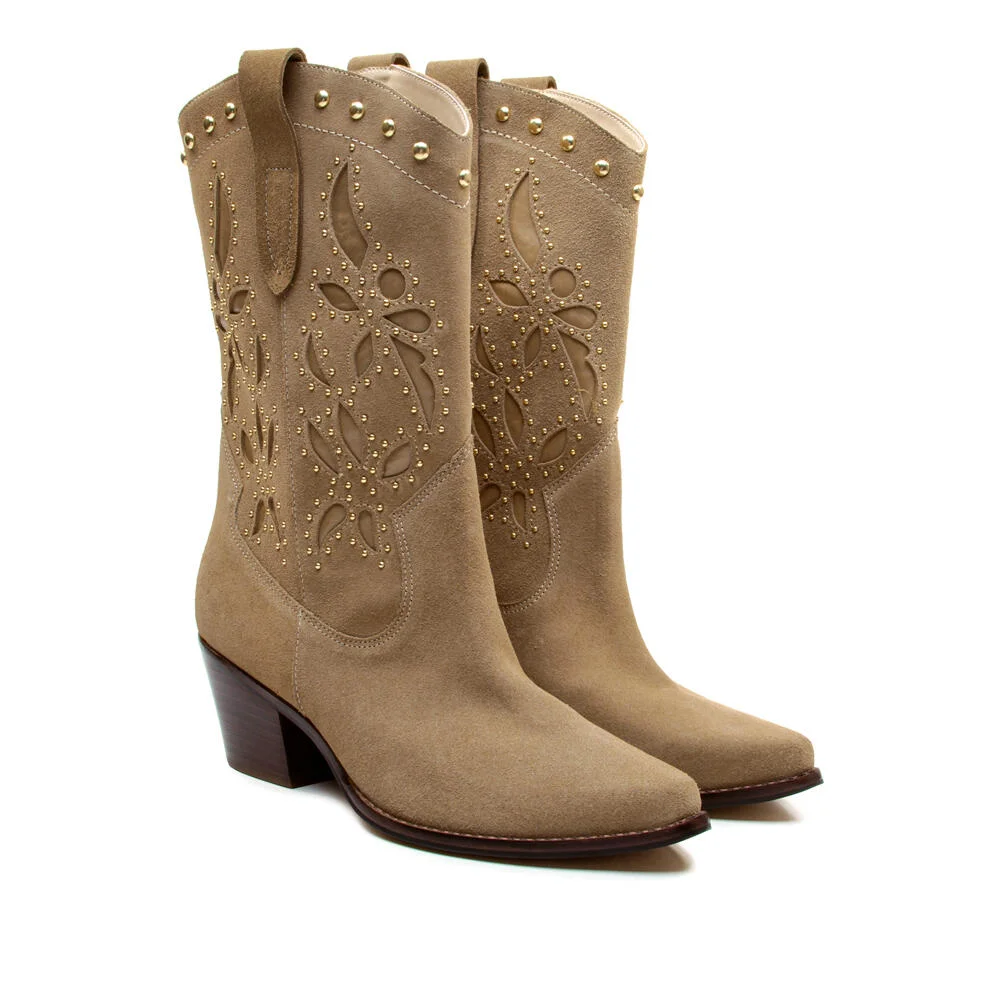 Bota Couro Nude Cano Curto Cecconello 2907004-1 Bege 5
