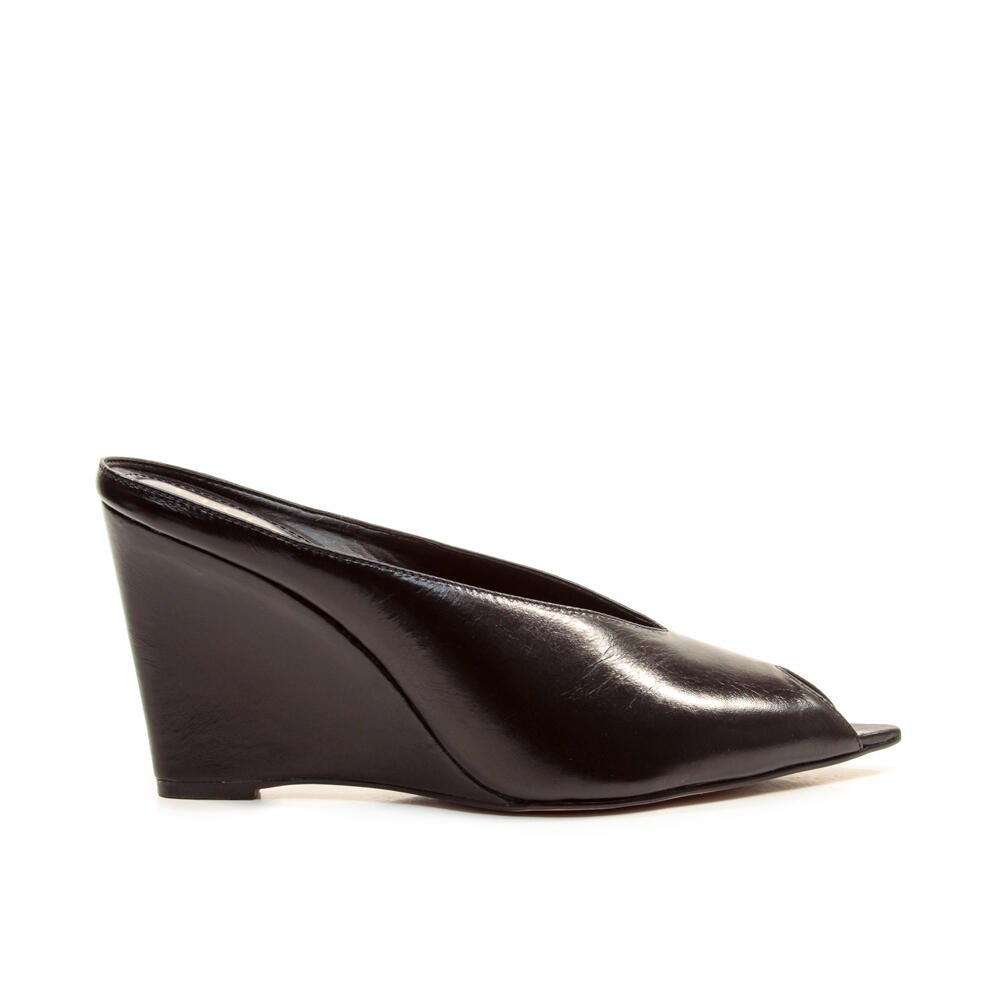Mule Couro Preto Salto Alto Cecconello 2975002-1