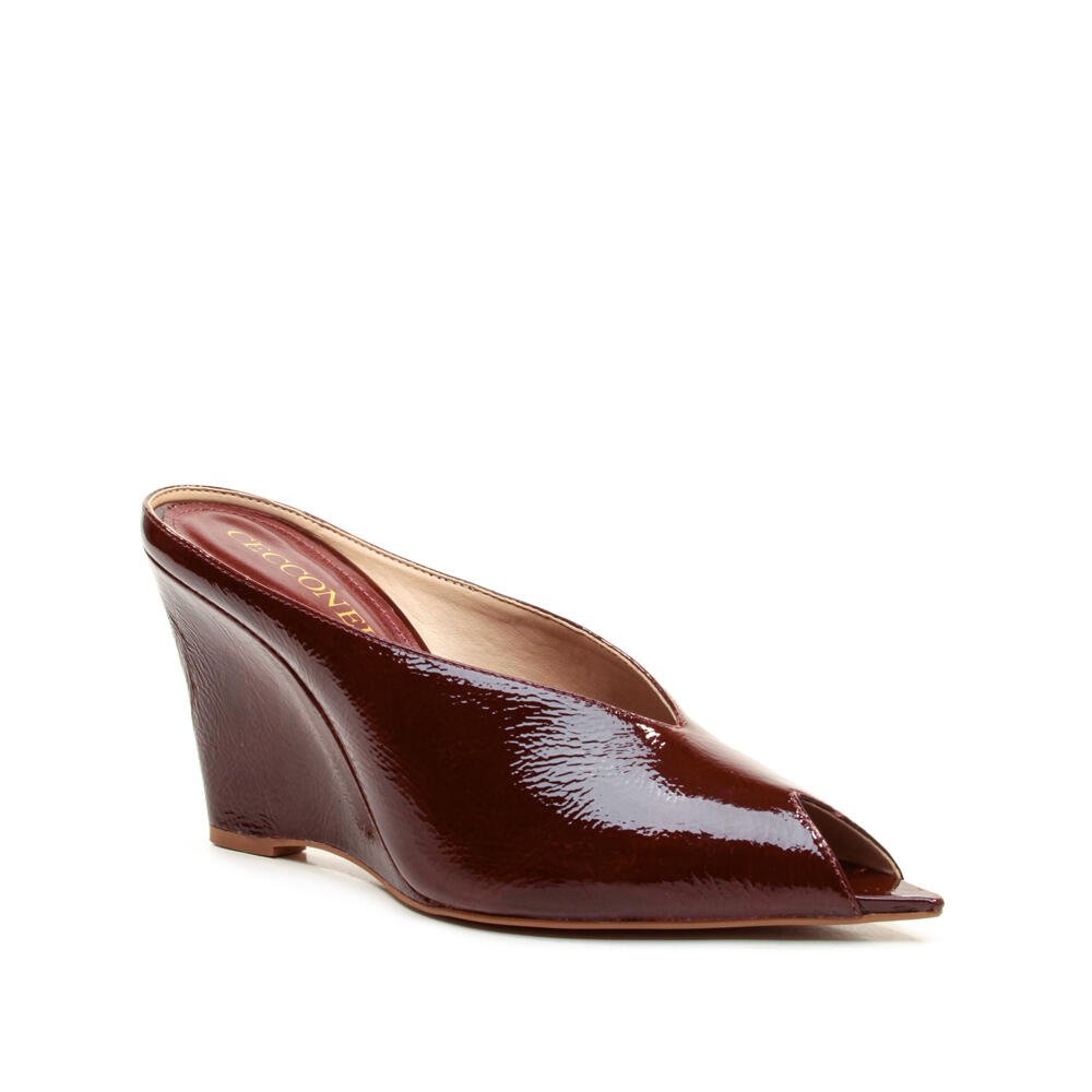 Mule Couro Bordô Salto Alto Cecconello 2975002-3 Bordô 3