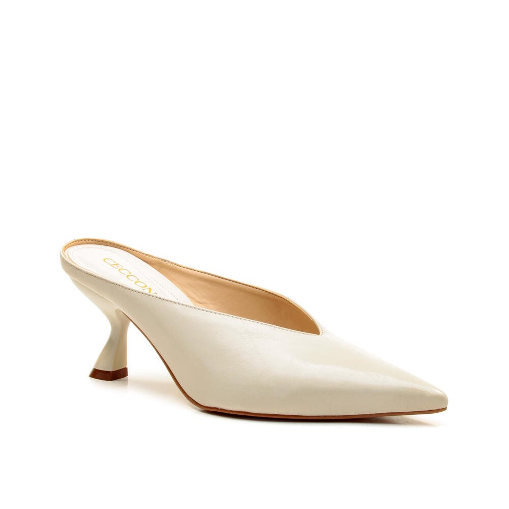 Mule Couro Creme Salto Médio Cecconello 2958001-3 Creme 3