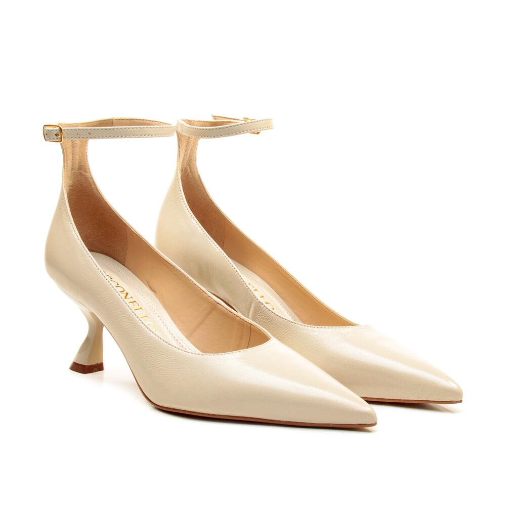 Scarpin Couro Off White Salto Médio Cecconello 2958004-2 Off White 5