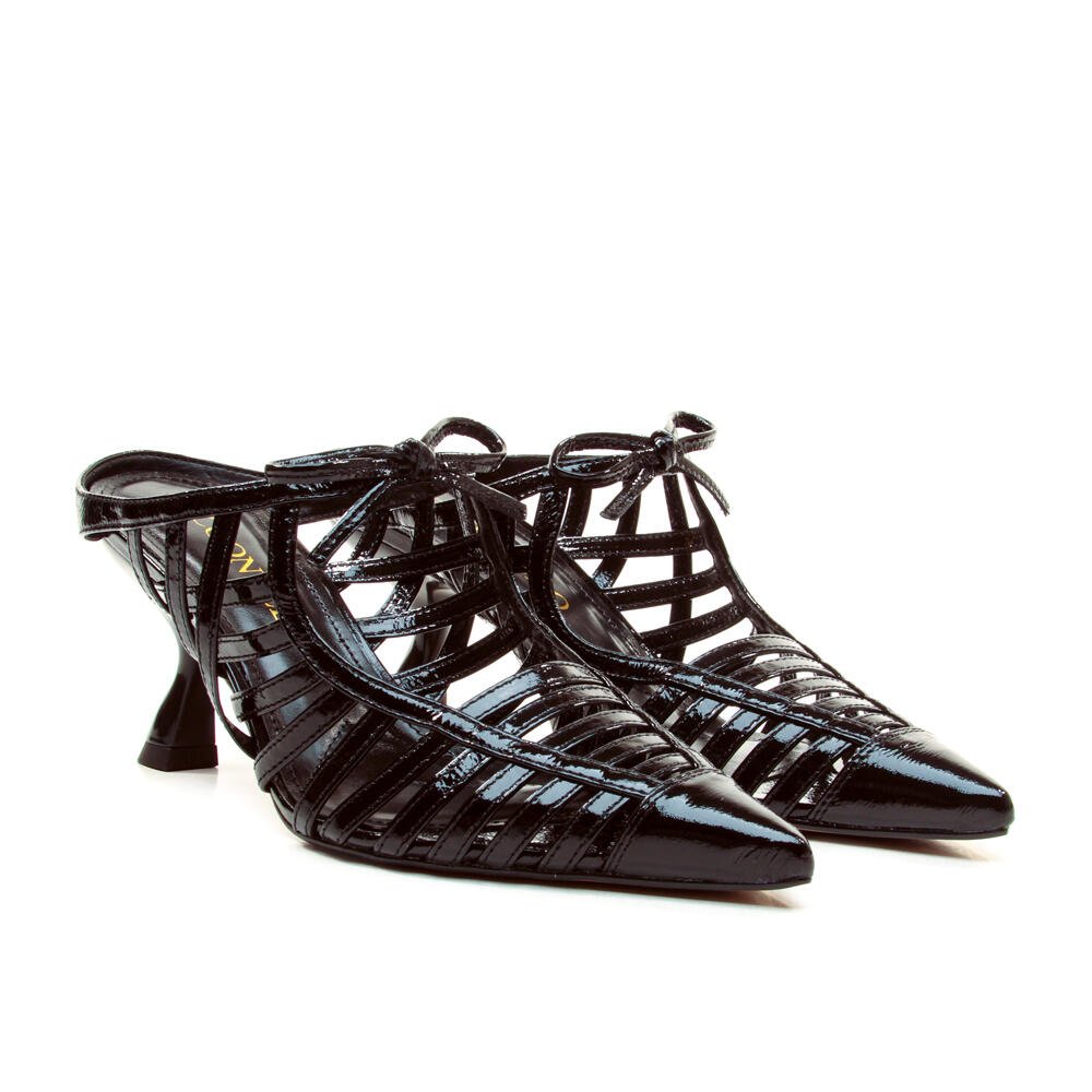 Mule Couro Preto Salto Médio Cecconello 2958002-3 Preto 5
