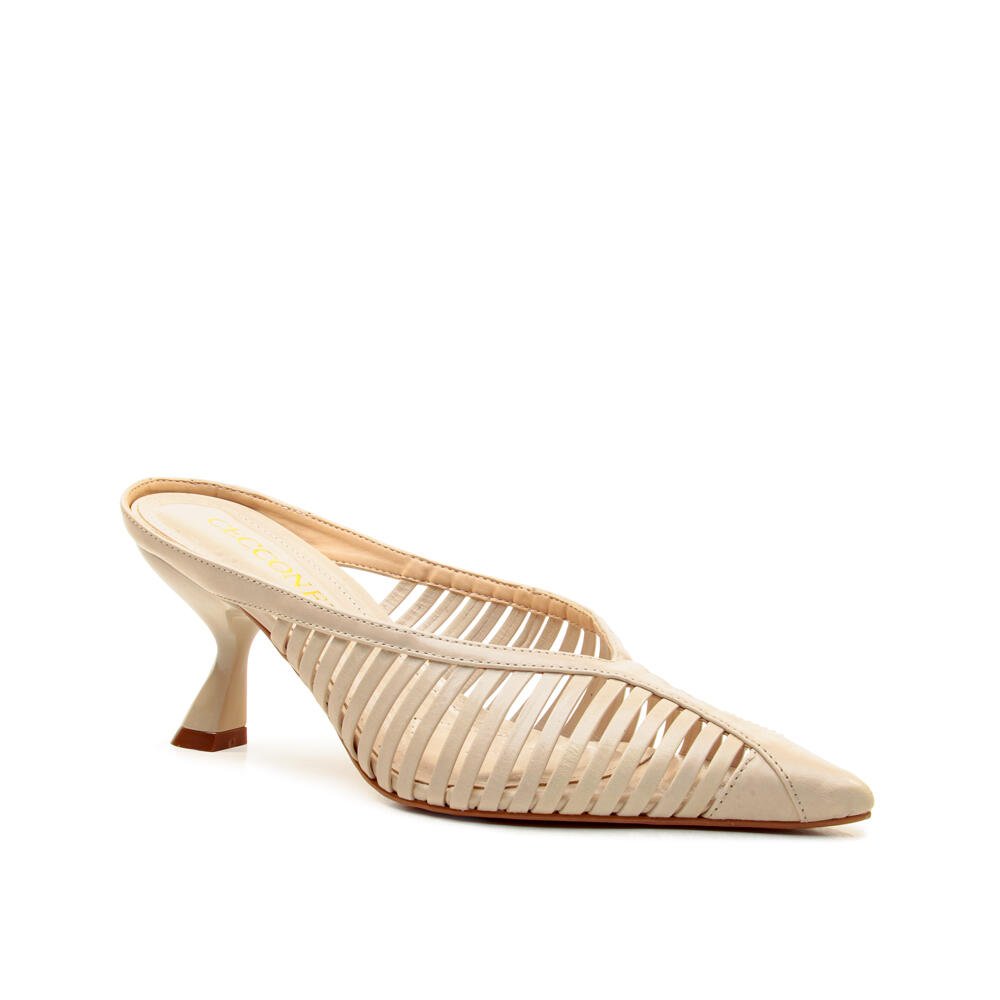 Mule Couro Off White Salto Médio Cecconello 2958003-1 Off White 3