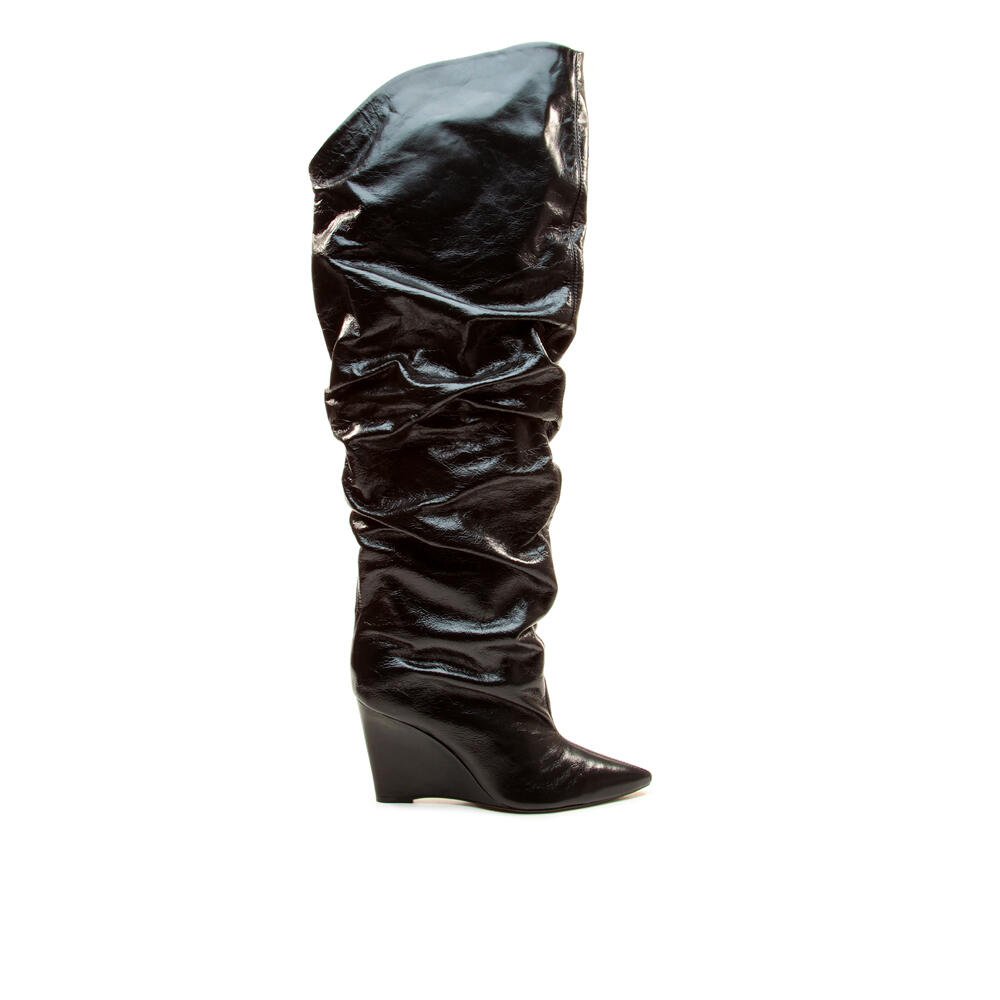 Bota Couro Preto Cano Longo Slouchy Cecconello 2975003-1