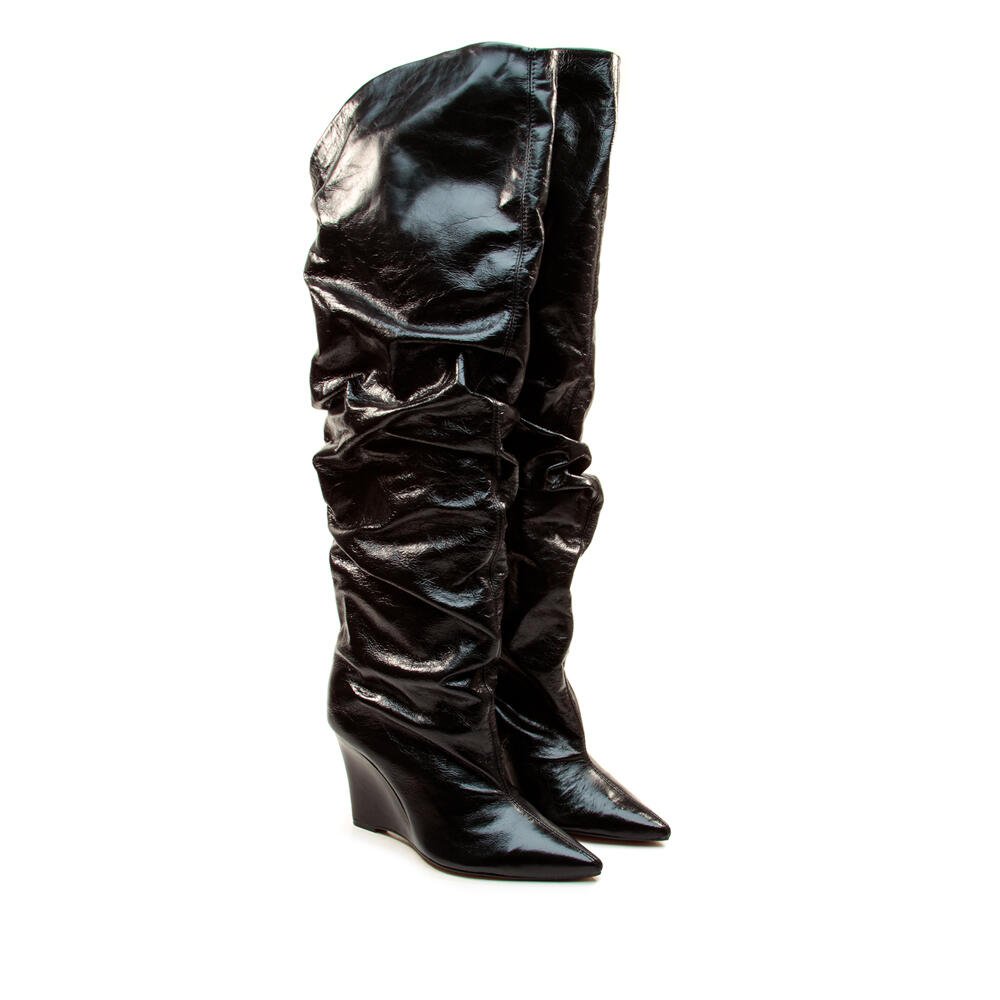 Bota Couro Preto Cano Longo Slouchy Cecconello 2975003-1 Preto 5