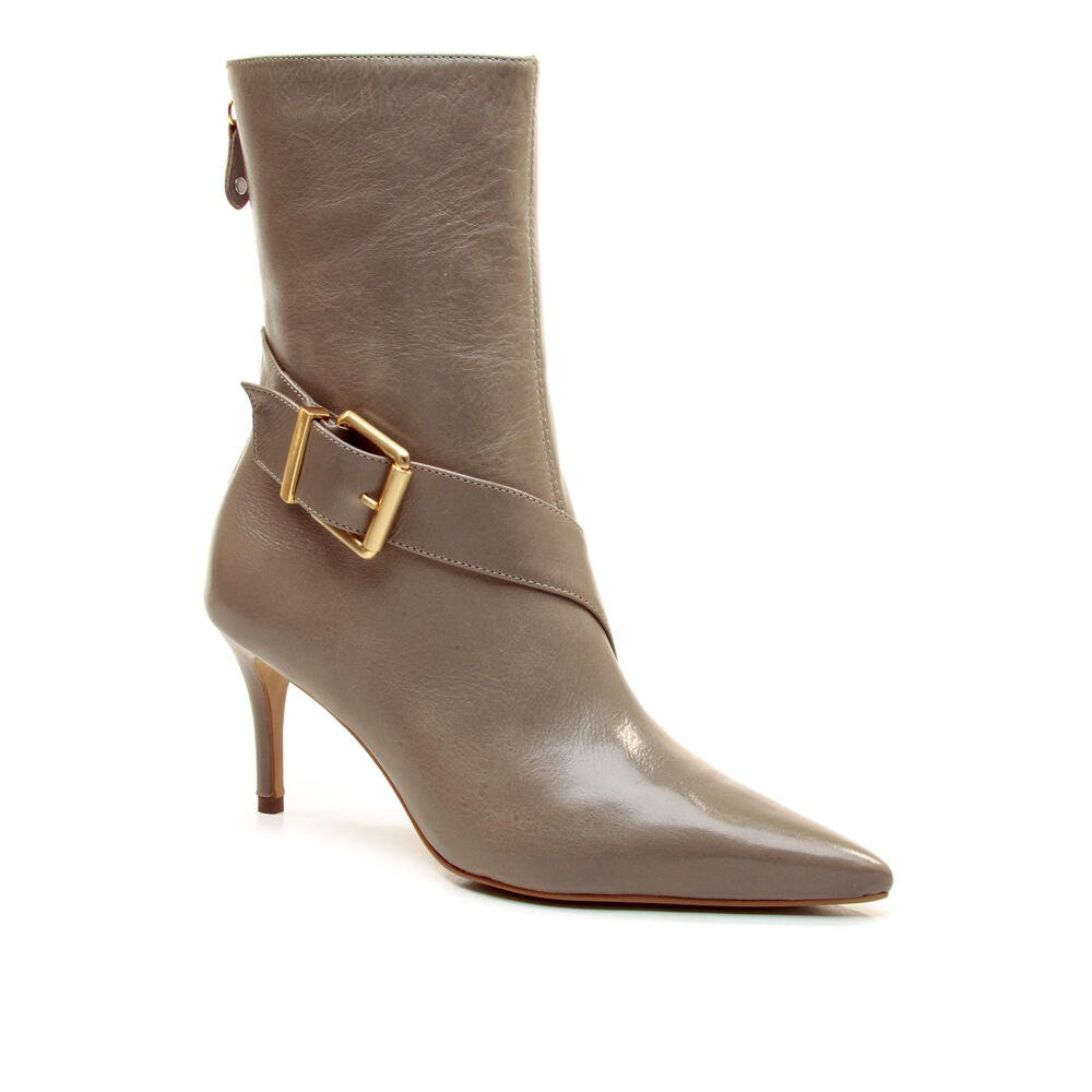 Bota Couro Cinza Cano Médio Cecconello 2872006-2 Bege 3