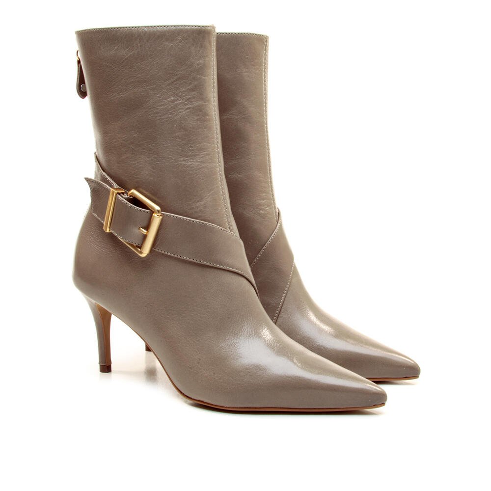 Bota Couro Cinza Cano Médio Cecconello 2872006-2 Bege 5