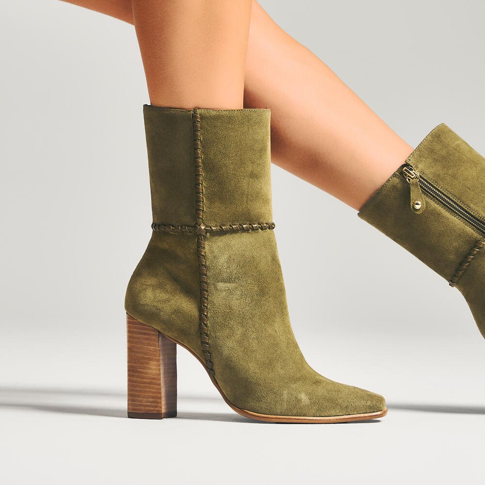 Bota Couro Verde Cano Médio Cecconello 2968001-3 Verde 2