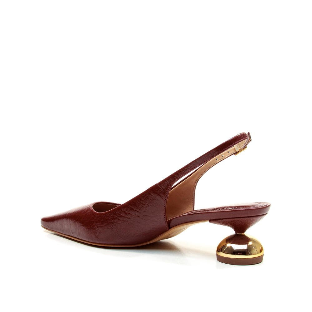 Slingback Couro Bordô Salto Baixo Cecconello 2976002-1 Bordô 4