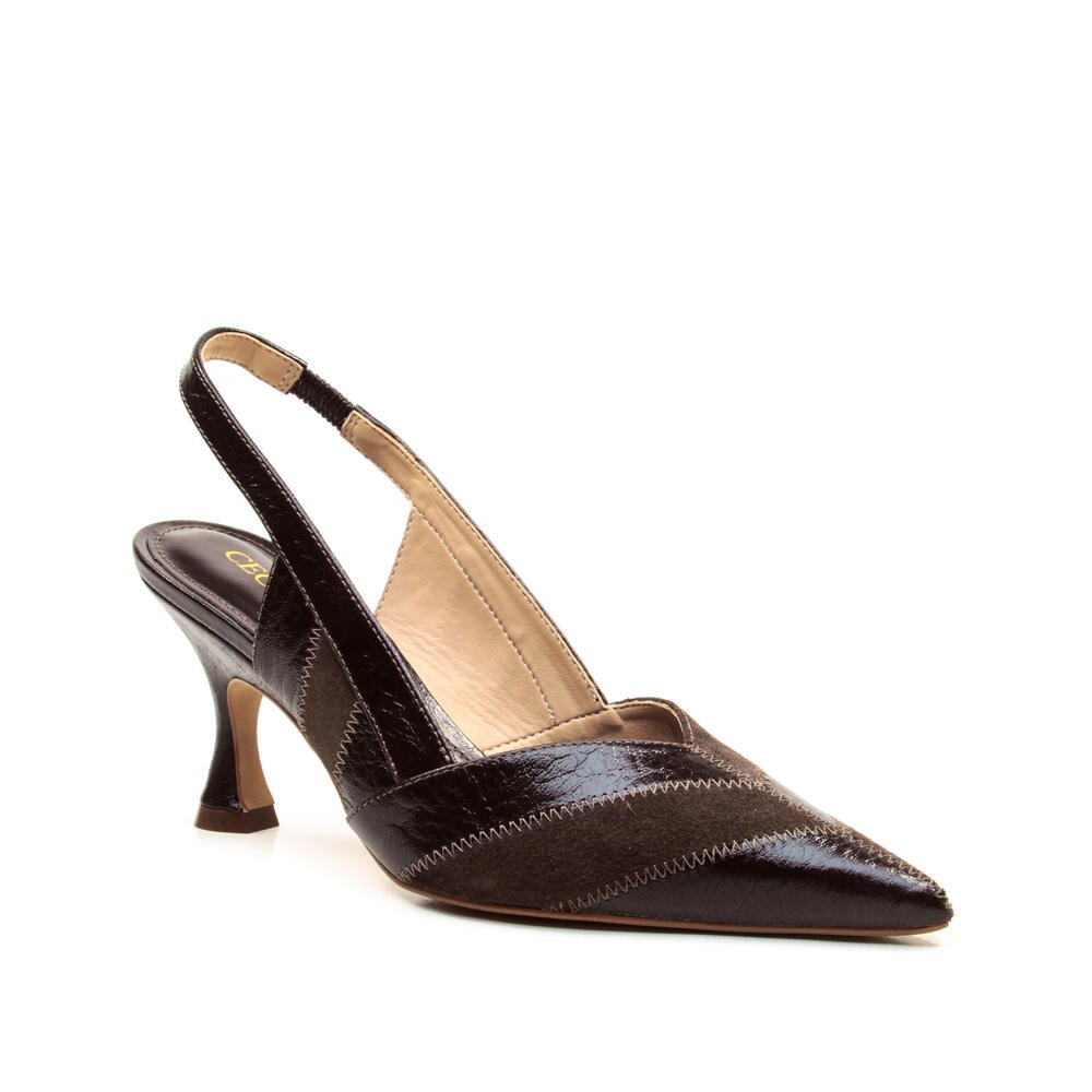 Slingback Couro Marrom Salto Médio Cecconello 2964001-1 Marrom 3