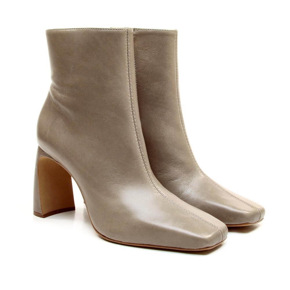 Bota Couro Cinza Cano Curto Cecconello 2973006-1 Bege 5