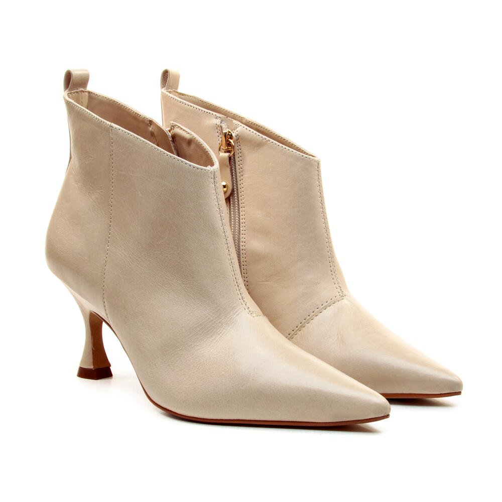 Bota Couro Off White Cano Curto Cecconello 2964003-4 Off White 4