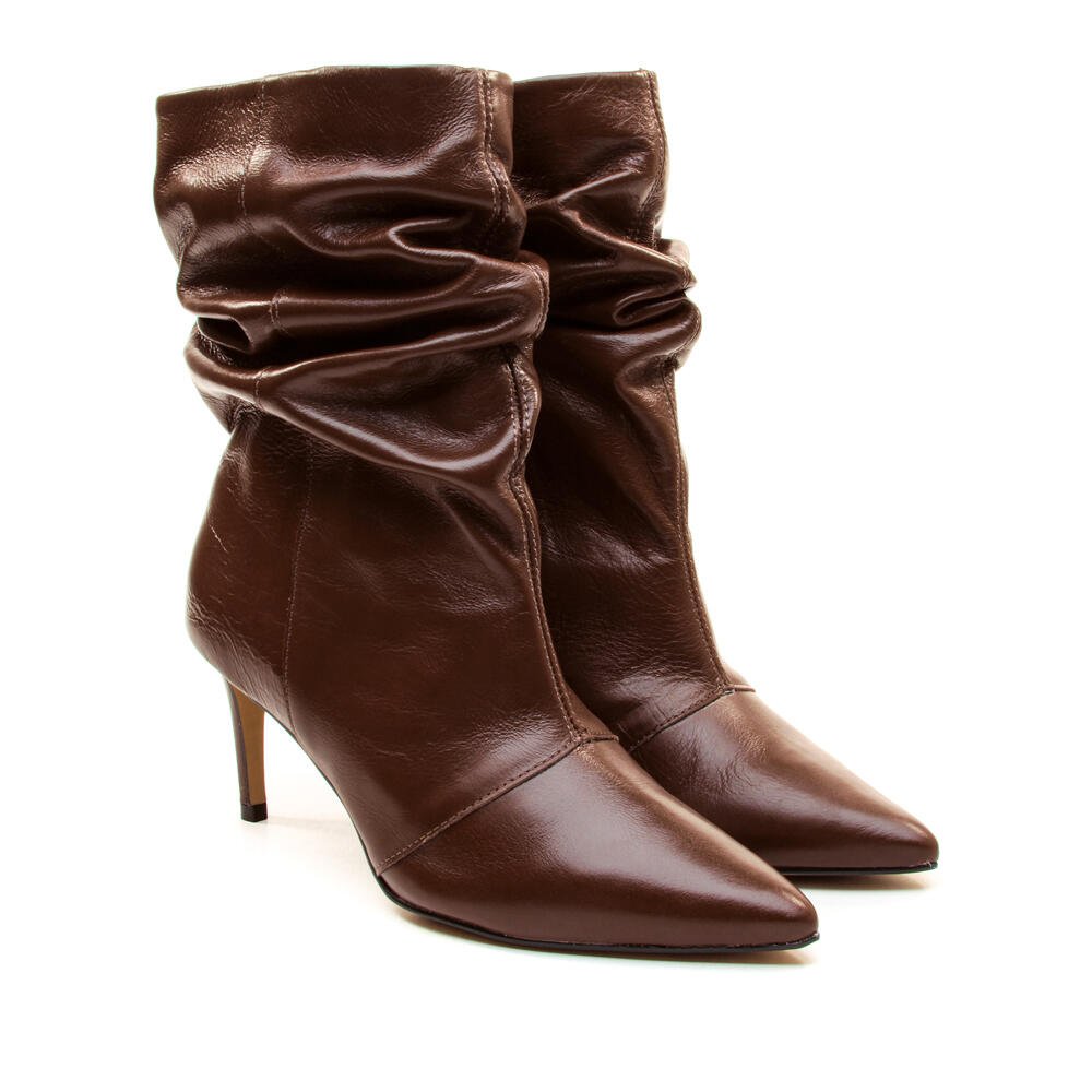 Bota Couro Marrom Cano Médio Slouchy Cecconello 2977001-3 Marrom 4
