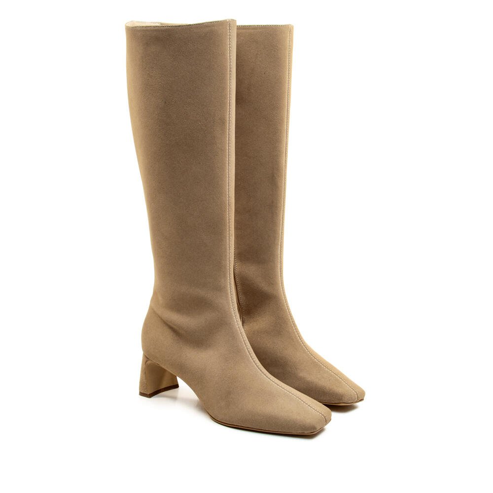 Bota Couro Nude Cano Longo Cecconello 2949002-1 Bege 5