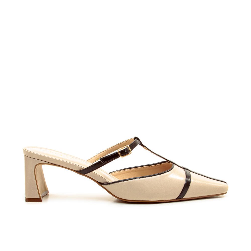 Mule Couro Off White Salto Baixo Cecconello 2901011-2