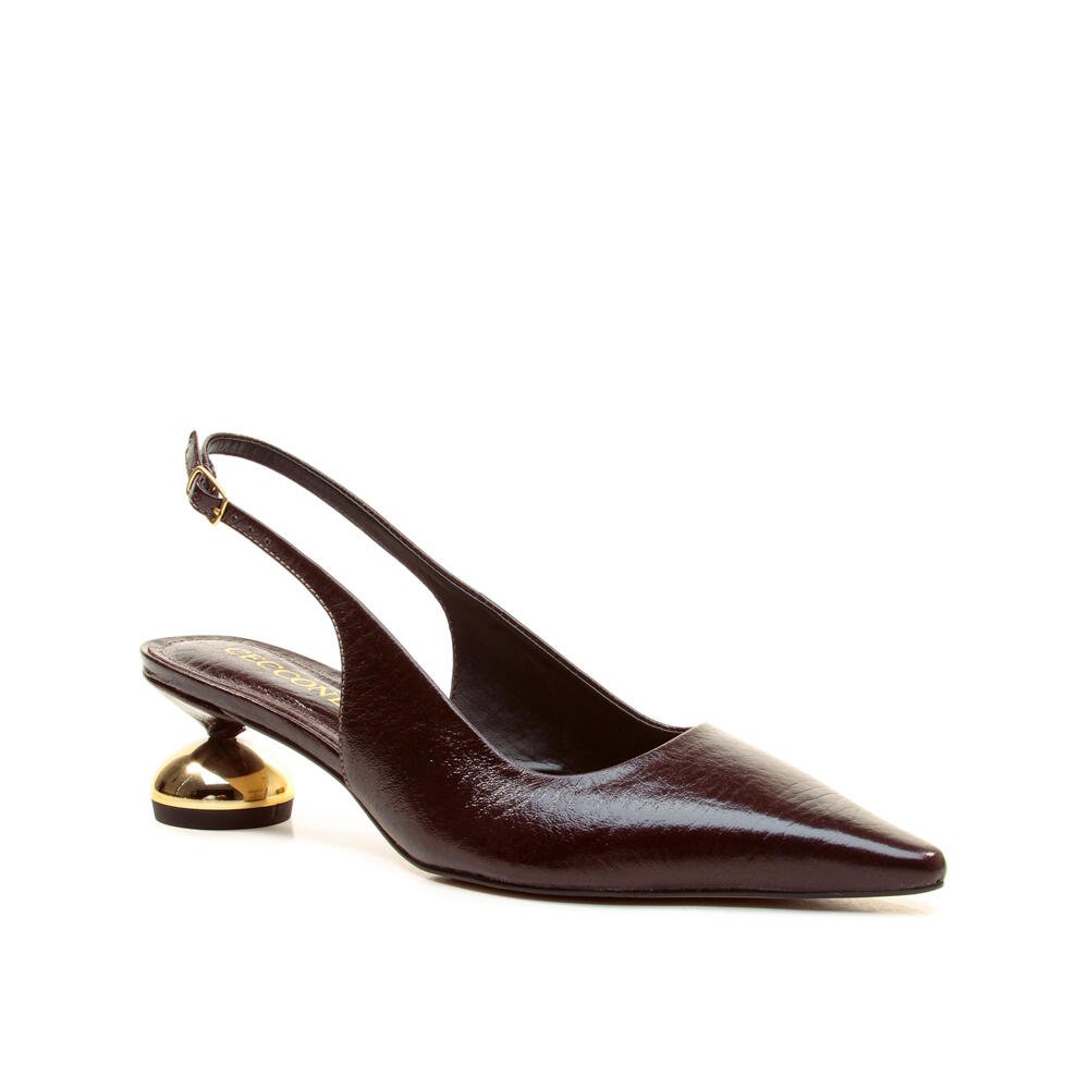 Slingback Couro Marrom Salto Baixo Cecconello 2976002-2 Marrom 3