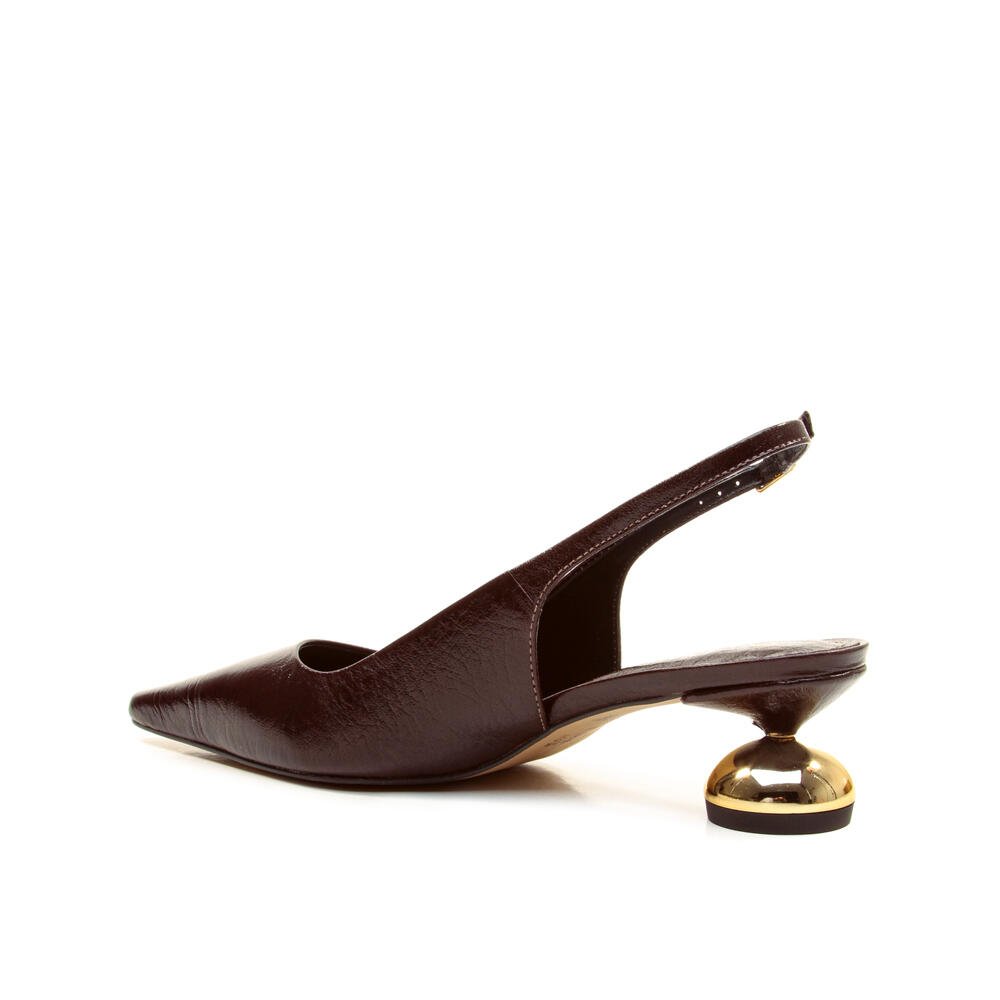 Slingback Couro Marrom Salto Baixo Cecconello 2976002-2 Marrom 4