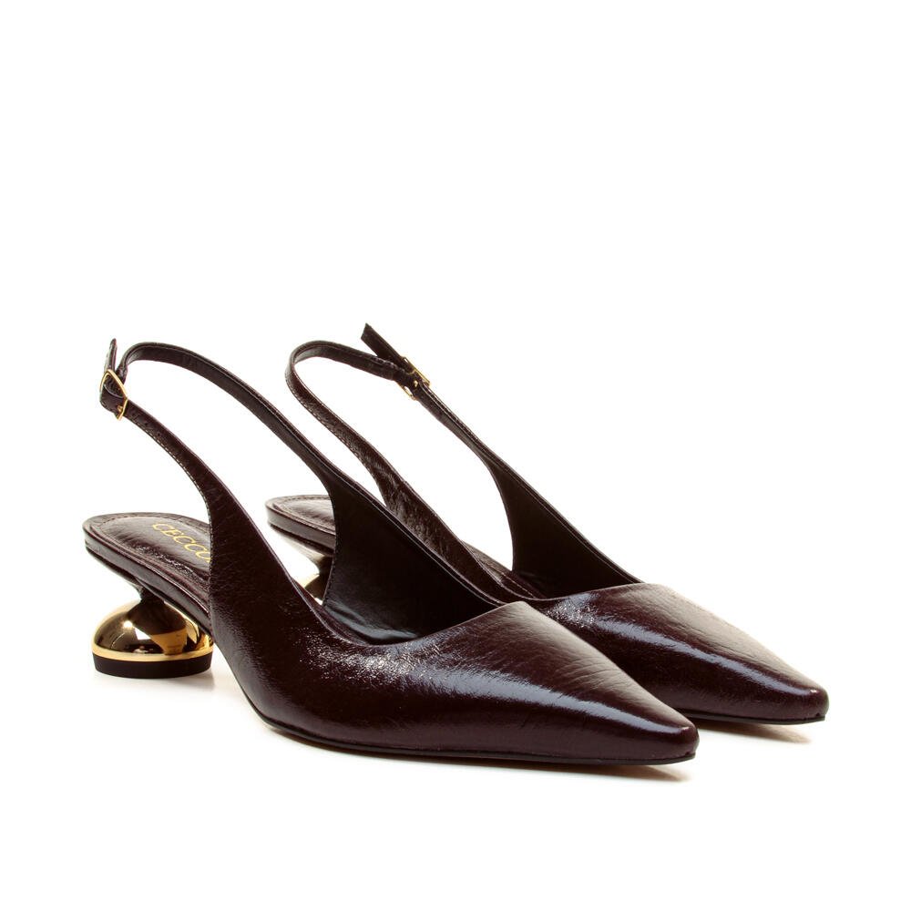 Slingback Couro Marrom Salto Baixo Cecconello 2976002-2 Marrom 5