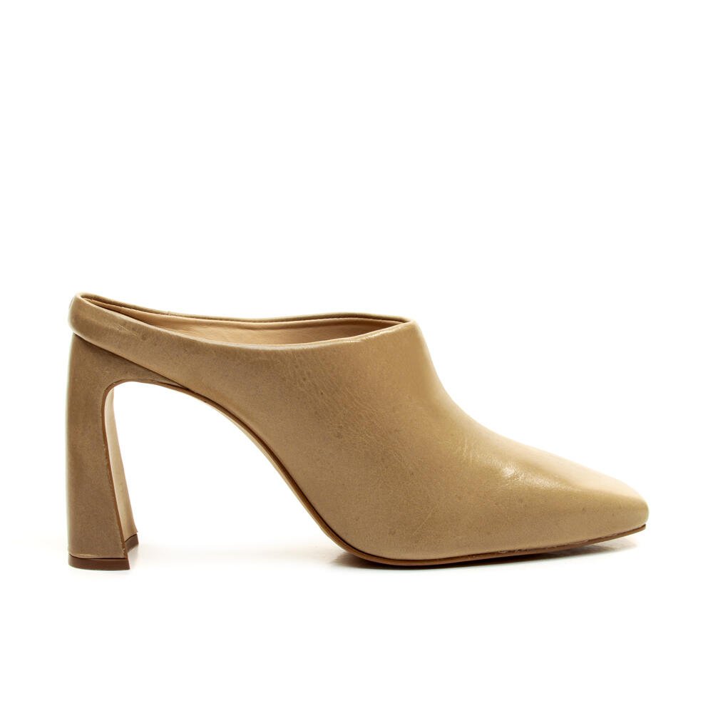Mule Couro Nude Salto Alto Cecconello 2973004-1 Bege 2