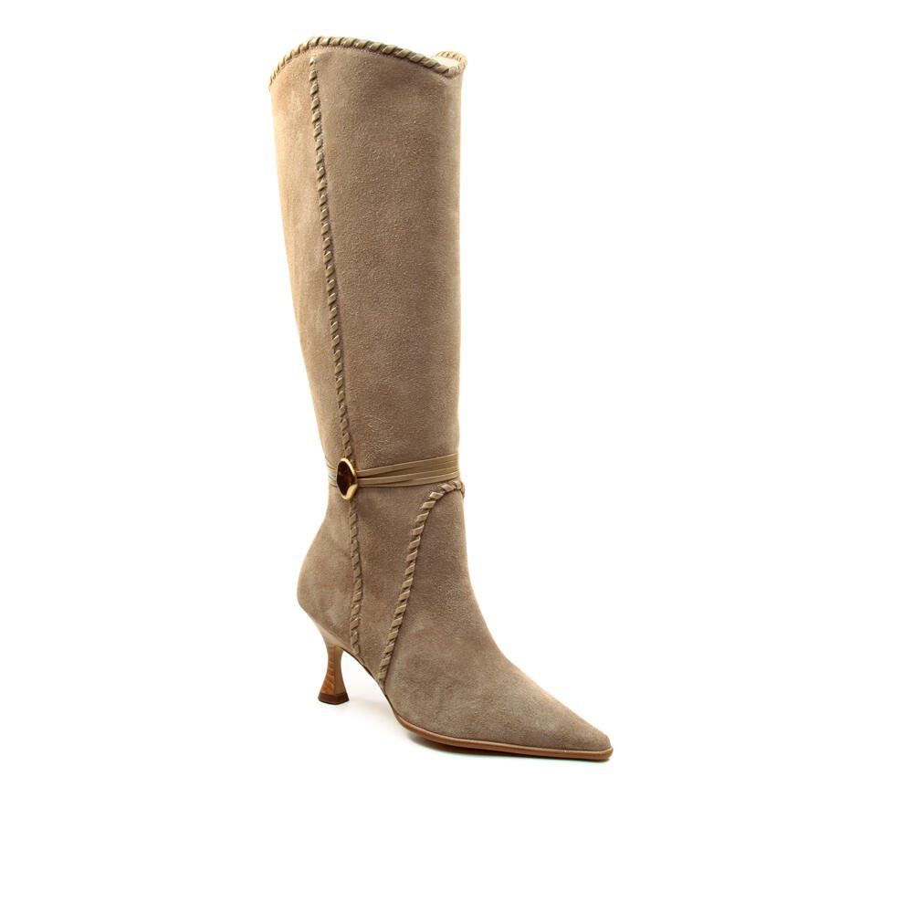 Bota Couro Nude Cano Longo Cecconello 2905008-3 Bege 3