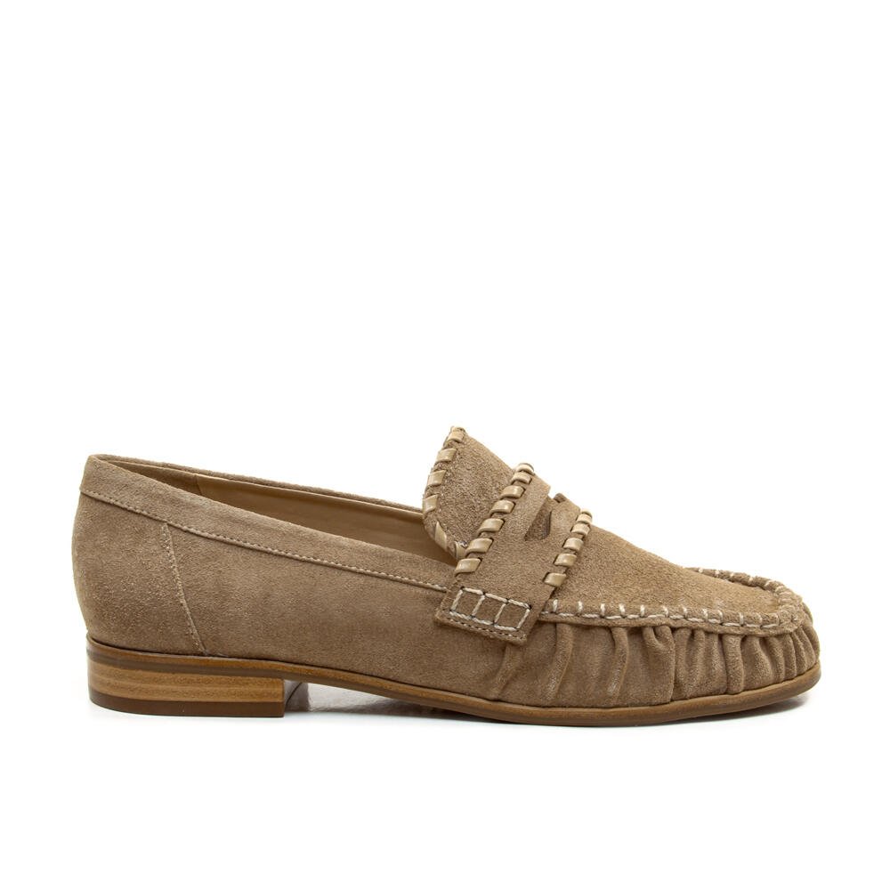 Mocassim Couro Nude Salto Bloco Baixo Cecconello 2913004-2