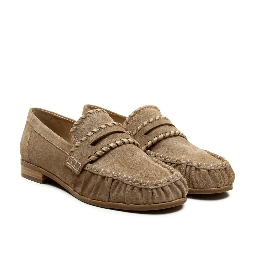 Mocassim Couro Nude Salto Bloco Baixo Cecconello 2913004-2 Bege 4