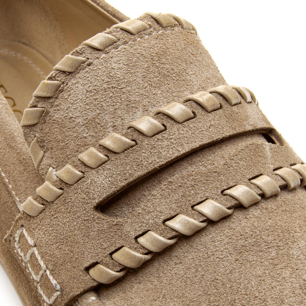 Mocassim Couro Nude Salto Bloco Baixo Cecconello 2913004-2 Bege 5