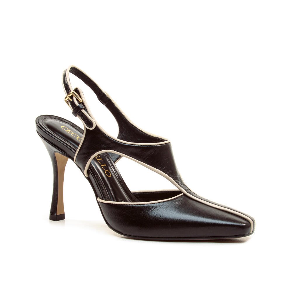 Slingback Couro Preto Cano Médio Cecconello 2962007-2 Preto 3