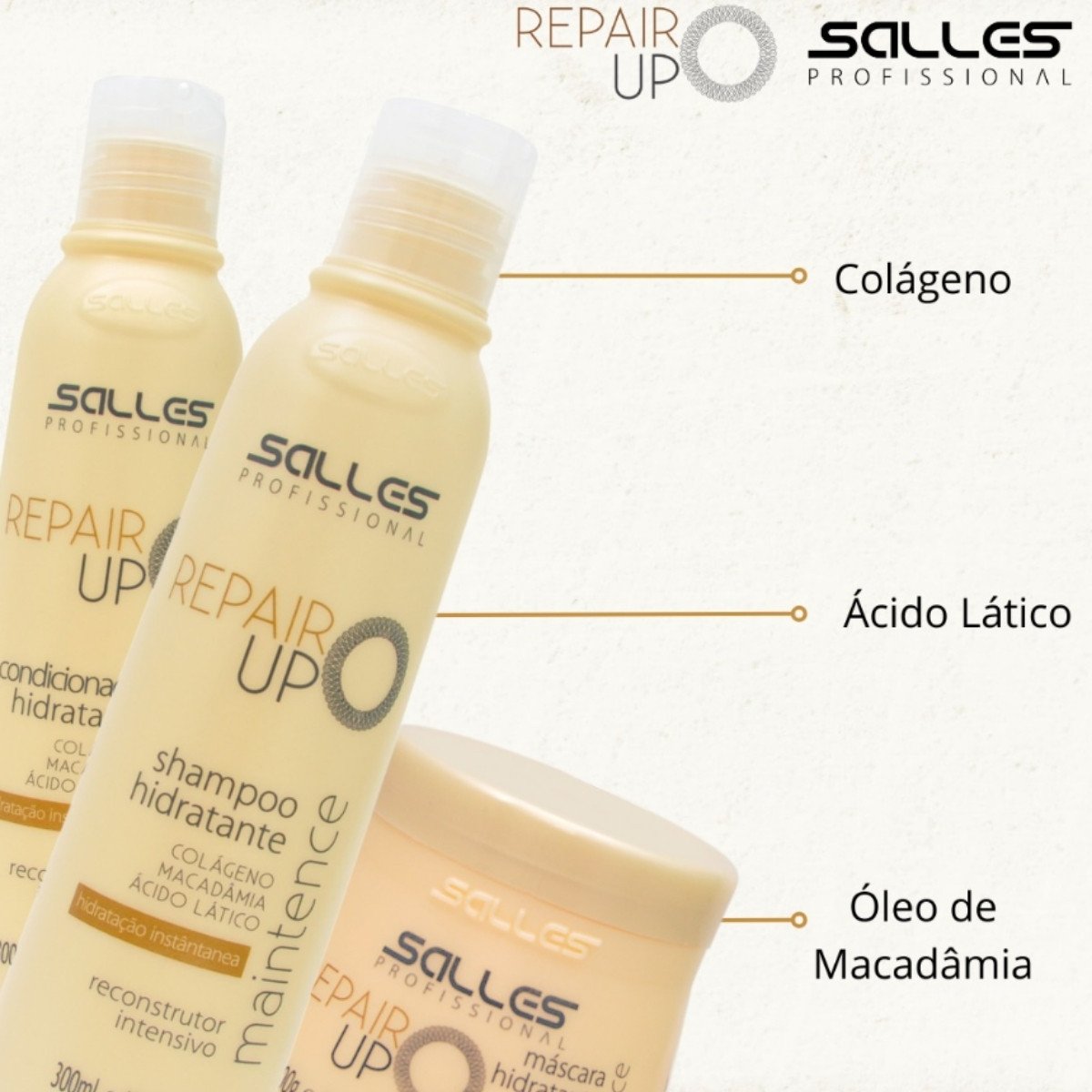 Kit Shampoo + Mascara + Condicionador Repair Up 300ml Salles ÚNICO 4