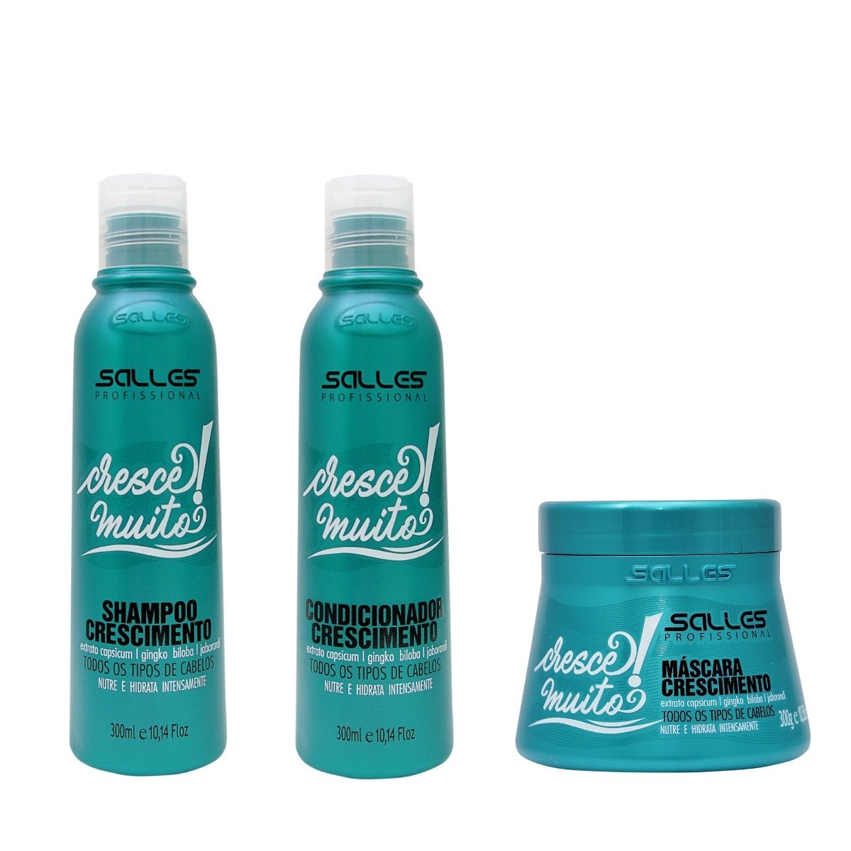 Kit Shampoo+Mascara+Condicionador Cresce Muito 300ml Salles