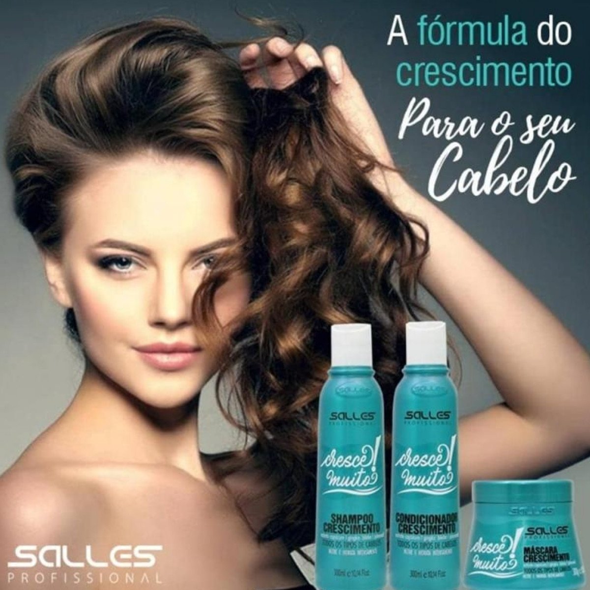 Kit Shampoo+Mascara+Condicionador Cresce Muito 300ml Salles ÚNICO 5