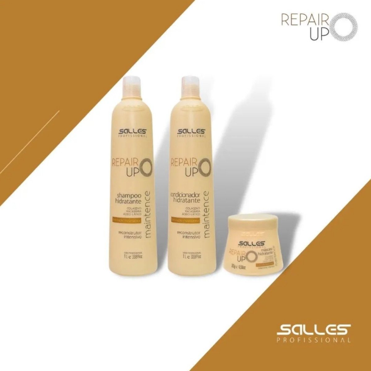 Kit Shampoo + Mascara + Condicionador Repair Up 1lt Salles ÚNICO 2