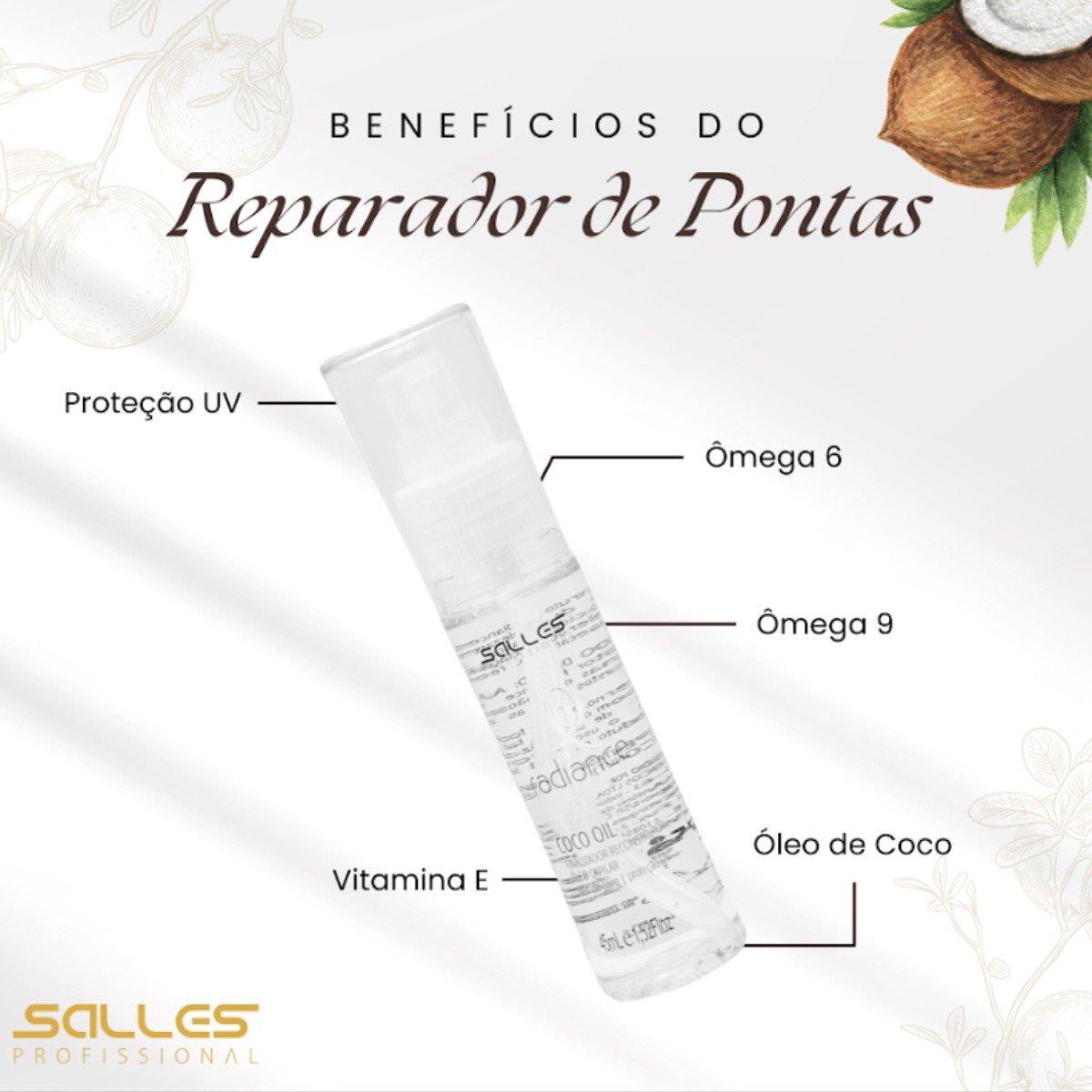 Oleo Coco Reparador Radiance Oil Salles Profissional 45ml 45ml 3