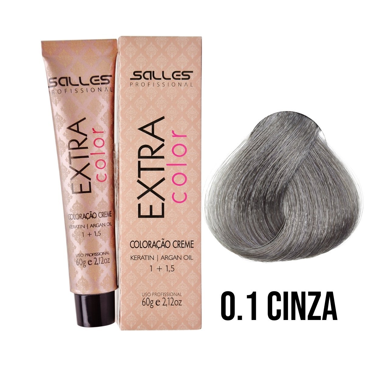 Coloracao Creme Tintura Extra Color Salles Profissional 60g Cor 0.1 Cinza 2