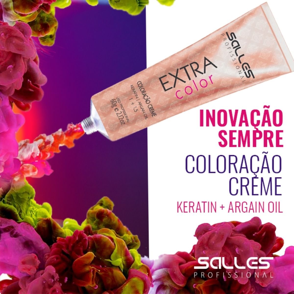 Coloracao Creme Tintura Extra Color Salles Profissional 60g Cor 0.1 Cinza 4