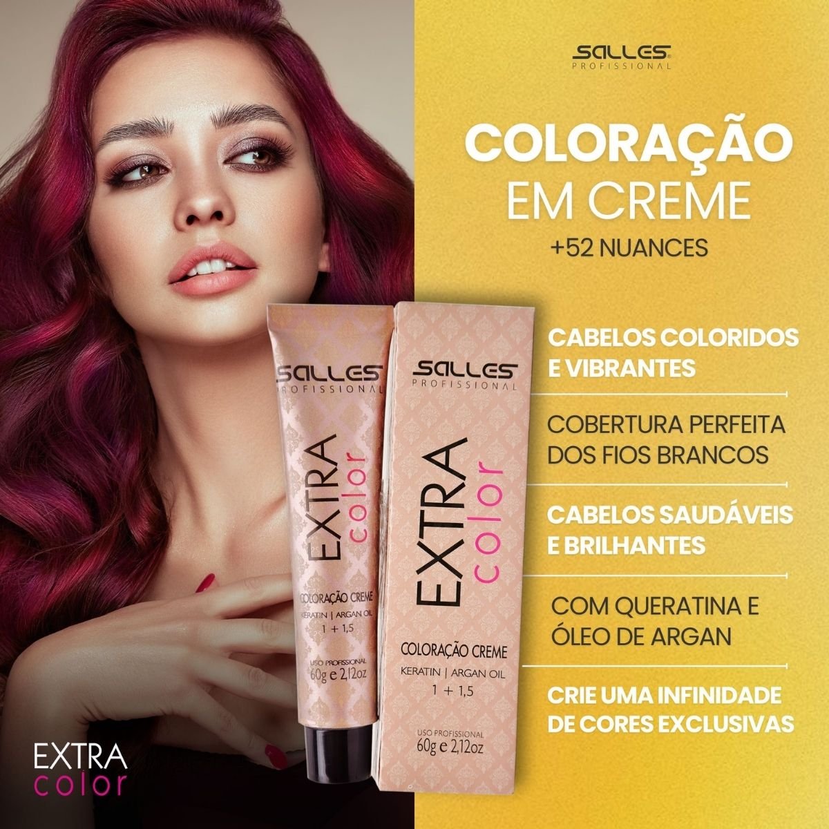 Coloracao Creme Tintura Extra Color Salles Profissional 60g Cor 0.1 Cinza 5
