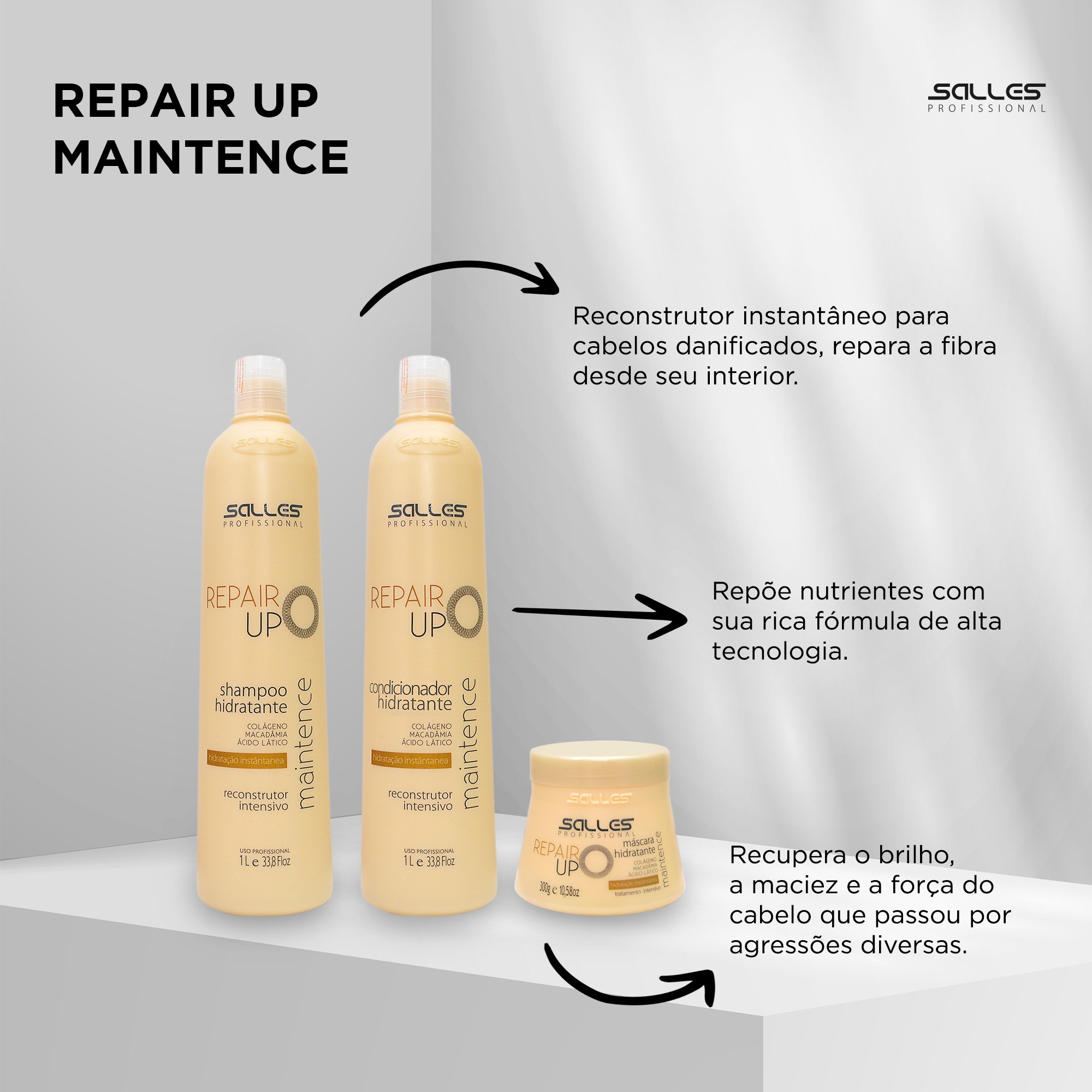 Shampoo Repair Up Salles Profissional 1lt 1L 2