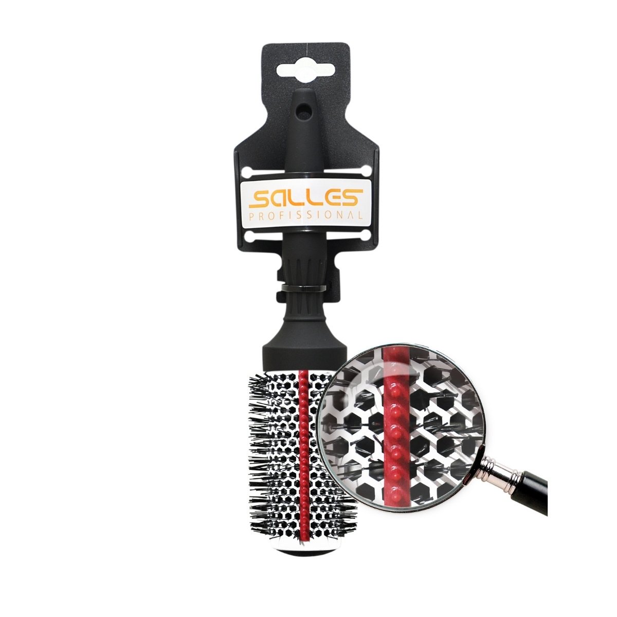 Escova de Cabelo Ceramica Evolution 62mm Salles Profissional Preto 2