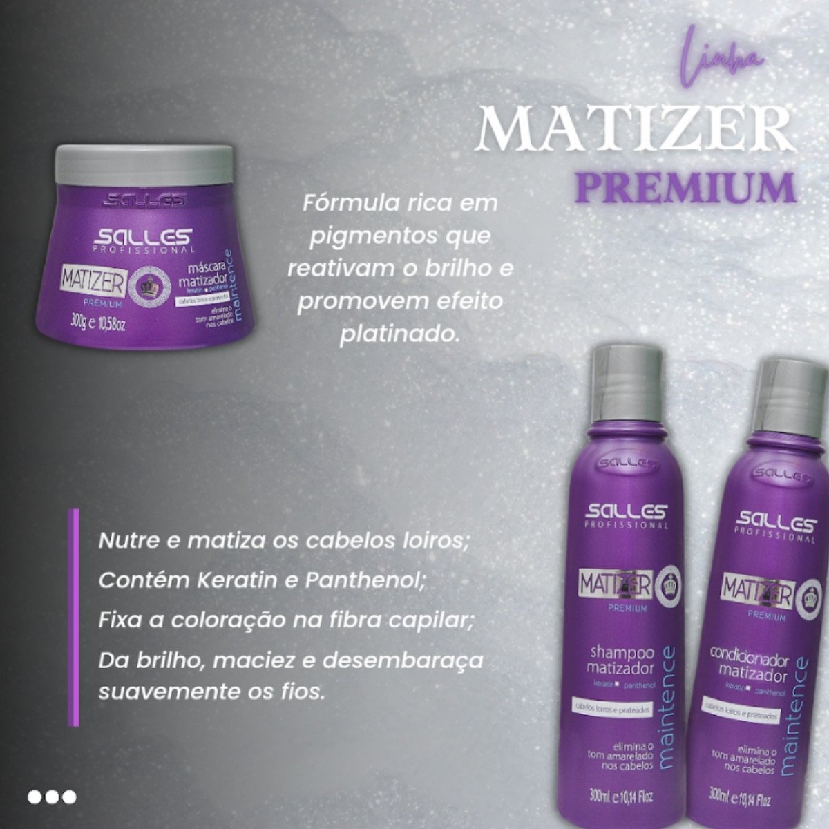 Kit Shampoo + Mascara + Condicionador Matizer 300ml Salles ÚNICO 3