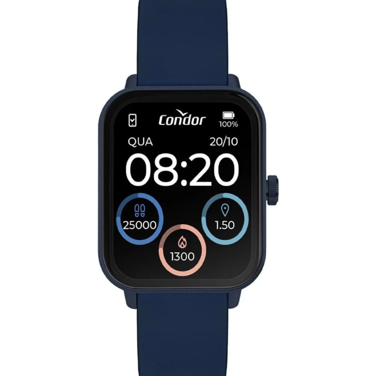 Relógio Unissex Condor Smartwatch Original Preto COSMART1AC8A Pulseira Silicone Azul Azul 1