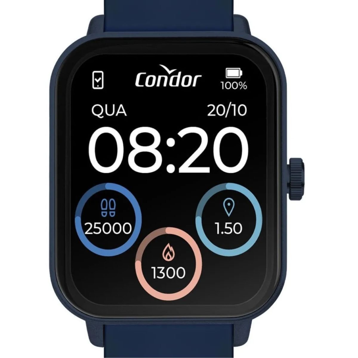 Relógio Unissex Condor Smartwatch Original Preto COSMART1AC8A Pulseira Silicone Azul Azul 2