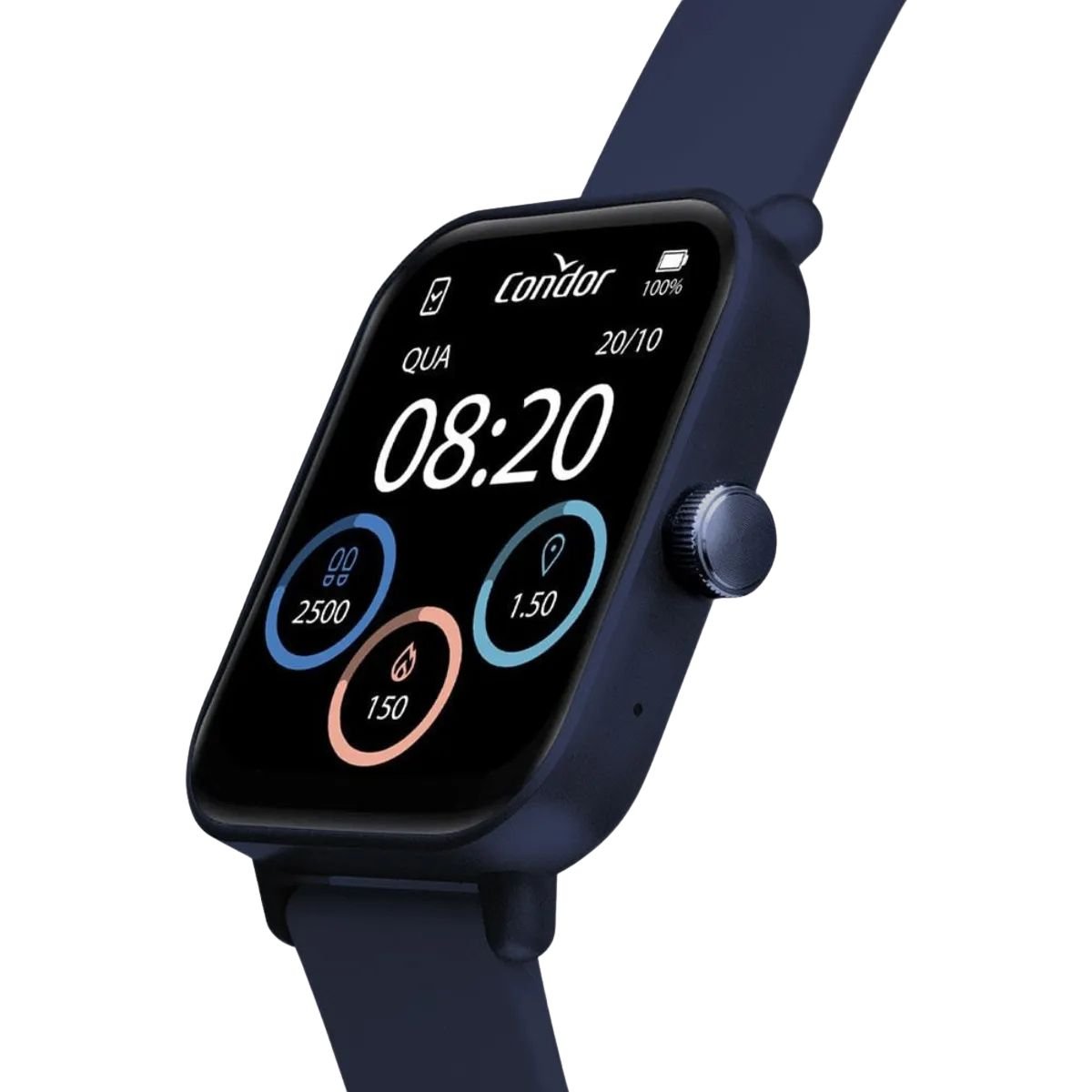 Relógio Unissex Condor Smartwatch Original Preto COSMART1AC8A Pulseira Silicone Azul Azul 3