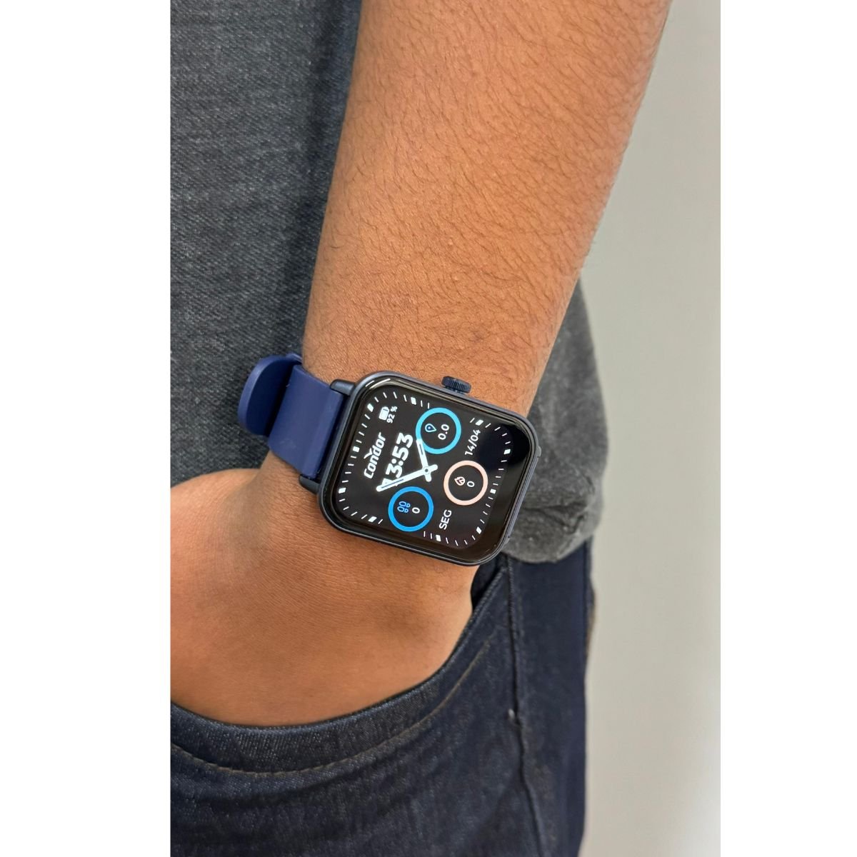 Relógio Unissex Condor Smartwatch Original Preto COSMART1AC8A Pulseira Silicone Azul Azul 8