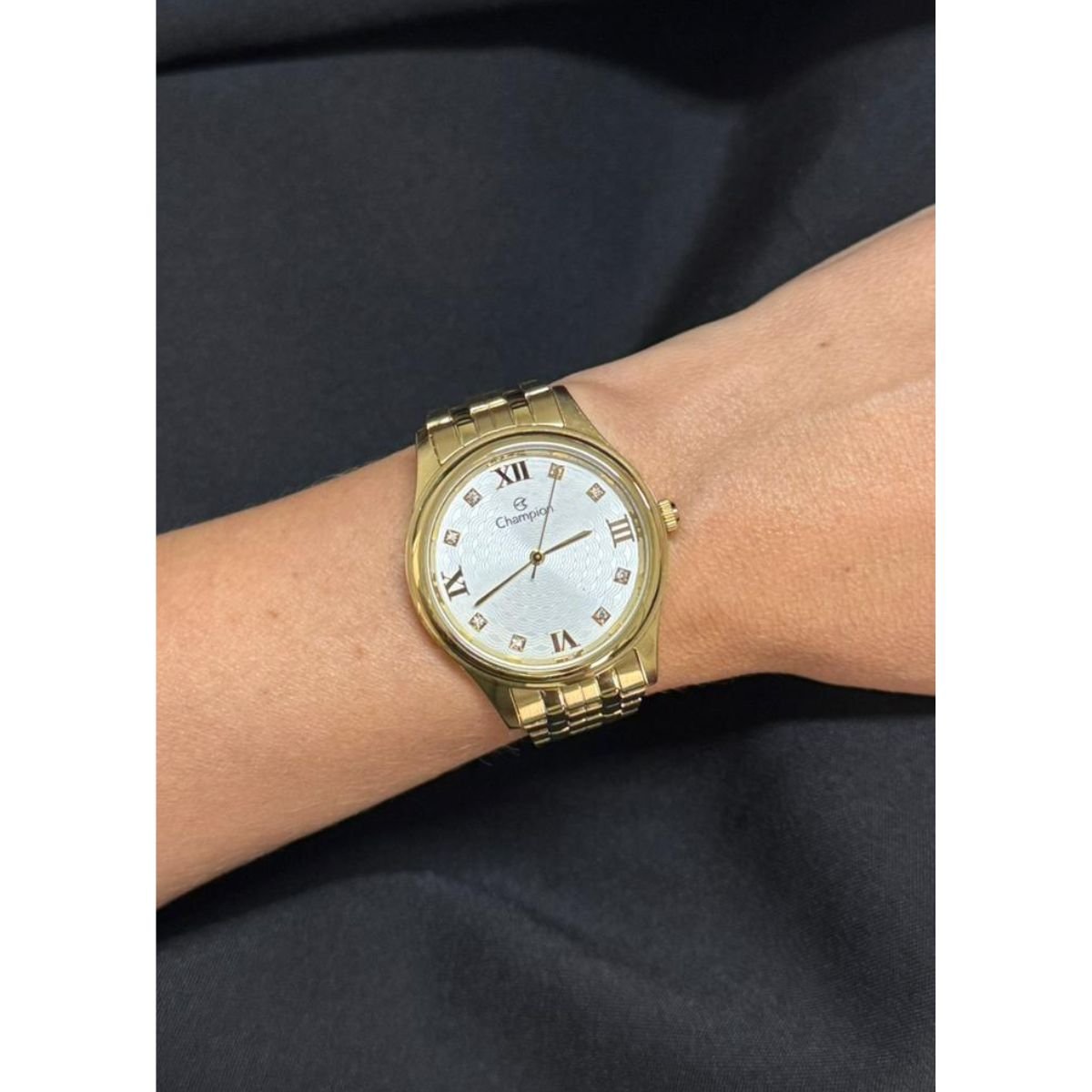 Relógio Feminino Champion Original CN24164H Pulseira Metal Dourado Dourado 3