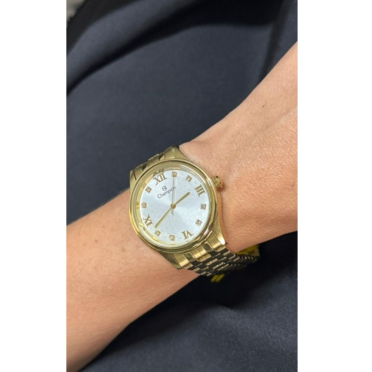 Relógio Feminino Champion Original CN24164H Pulseira Metal Dourado Dourado 4