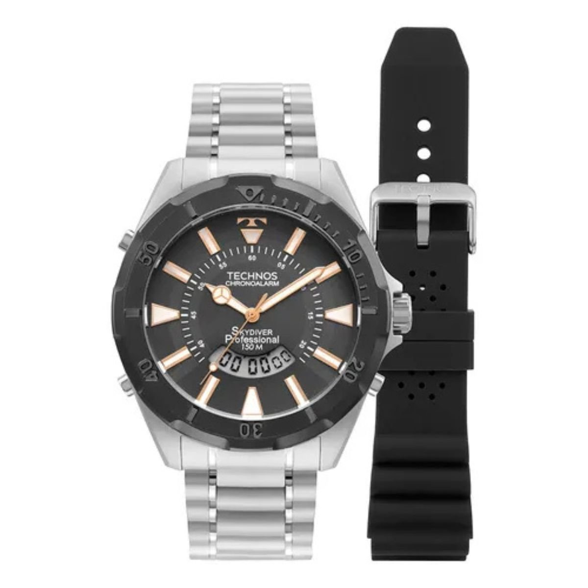Relógio Masculino Technos Original WT2050AVT1F Pulseira Metal Prata