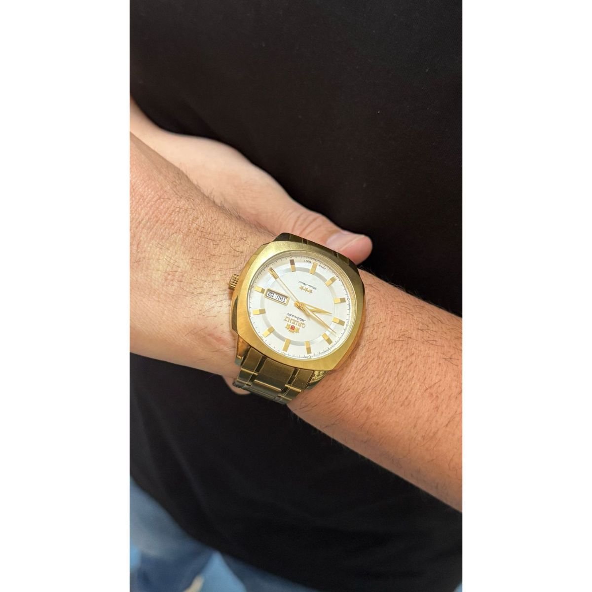 Relógio Masculino Orient Original F49GG022S1KX Pulseira Metal Dourado Dourado 4