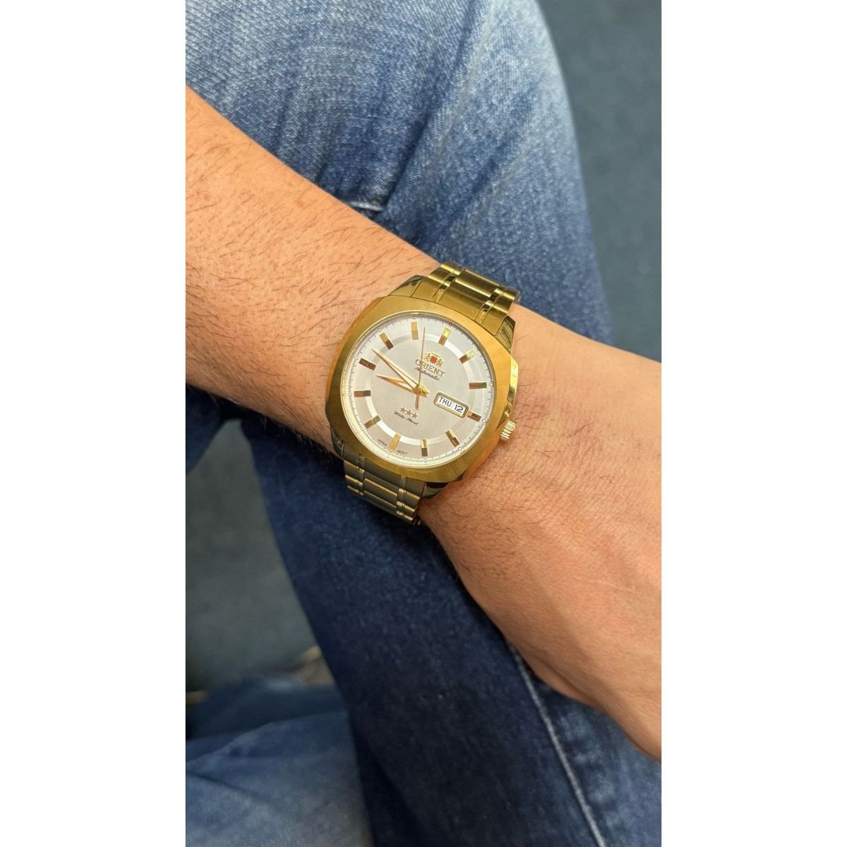 Relógio Masculino Orient Original F49GG022S1KX Pulseira Metal Dourado Dourado 5